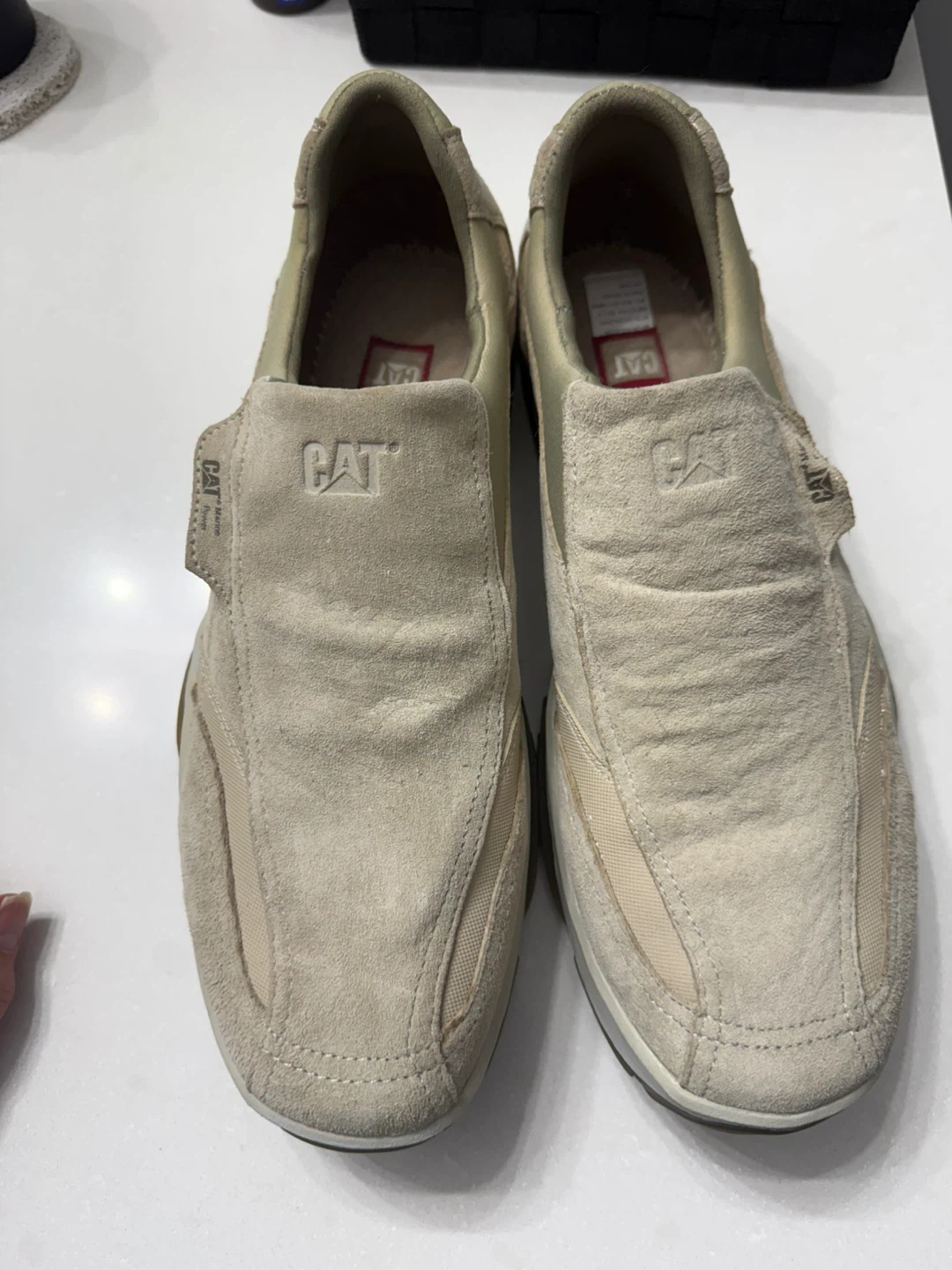 CAT Marine Power Slip-On Shoes Beige Suede