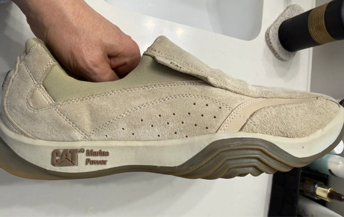 CAT Marine Power Slip-On Shoes Beige Suede - photo 2