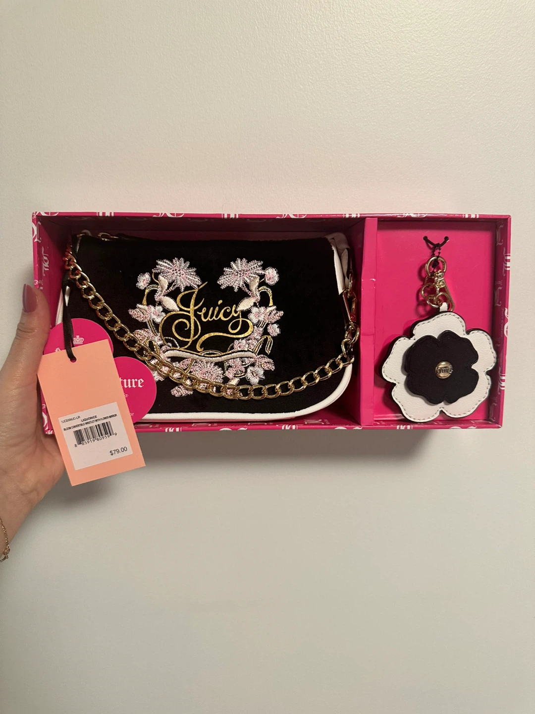 Juicy Couture Black Velour Mini Bag & Charm Set