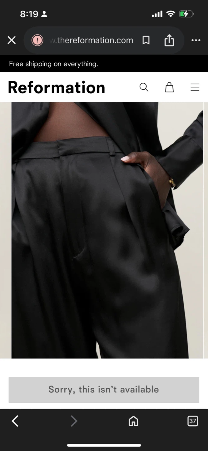 Reformation Black Silk Wide Leg Trousers - photo 2