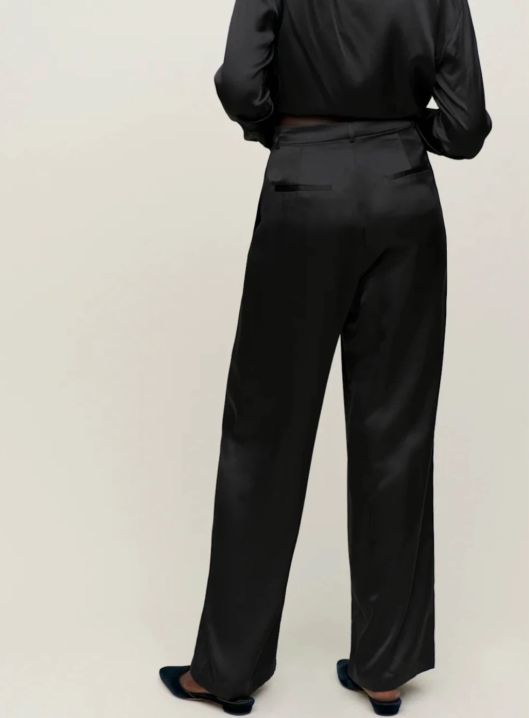 Reformation Black Silk Wide Leg Trousers - photo 3