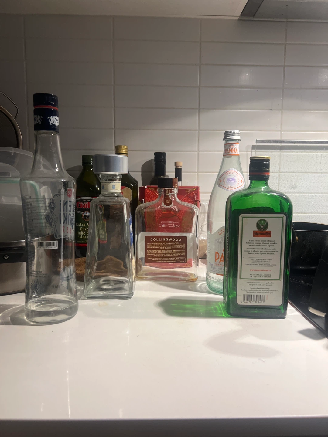 5 glass bottles