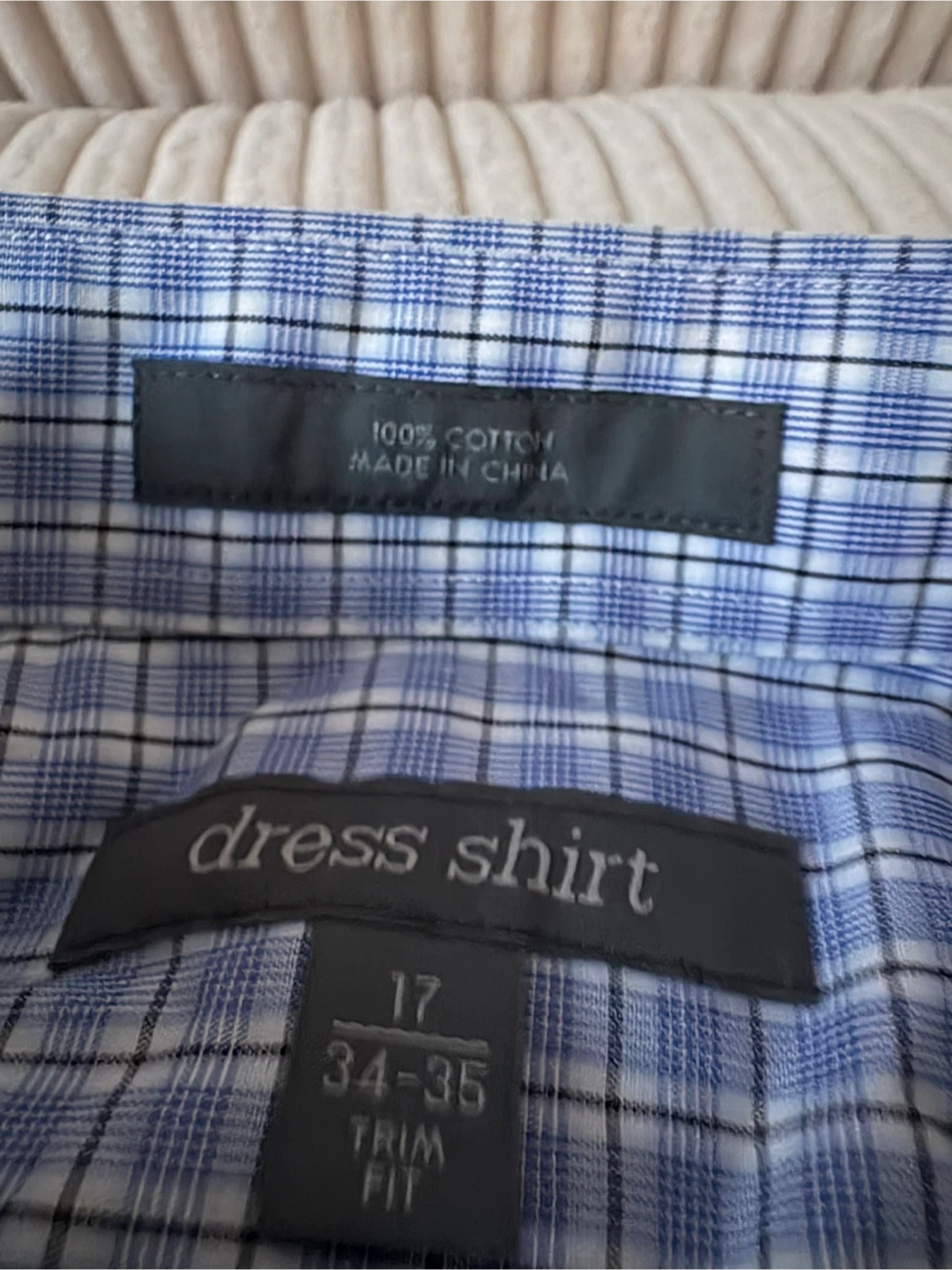 Men's Blue Plaid Dress Shirt - 17 34-35 Trim Fit - photo 3