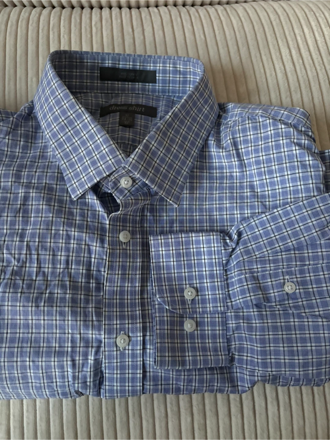 Men's Blue Plaid Dress Shirt - 17 34-35 Trim Fit - photo 2