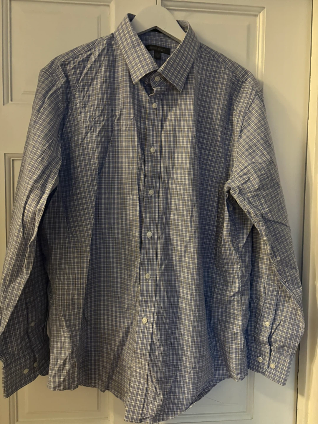 Men's Blue Plaid Dress Shirt - 17 34-35 Trim Fit