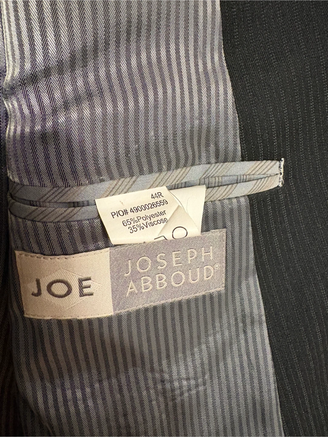 Joseph Abboud Charcoal Pinstripe Suit Jacket 44R - photo 2