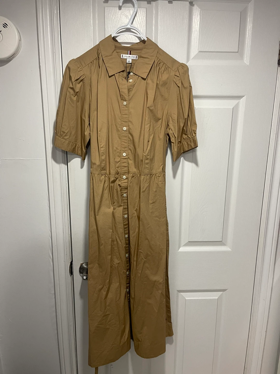 Tommy Hilfiger Women's Tan Button-Up Midi Dress
