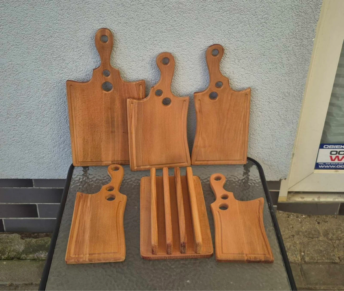 Set of 5 Wooden Cutting Boards and Knife Block