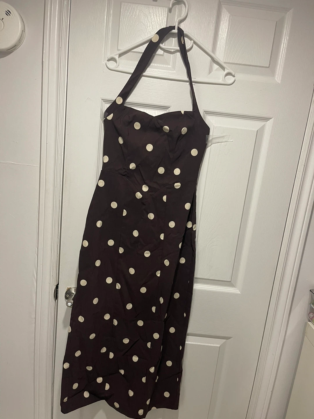 Brown Polka Dot Halter Dress