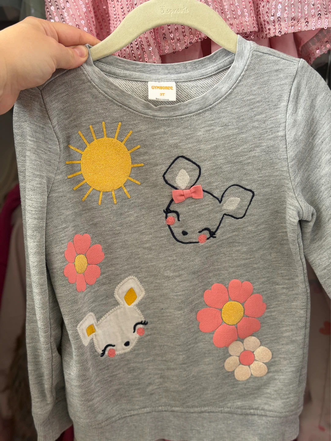 Gymboree Grey Sweatshirt with Sun and Mouse Appliques - Size 3T