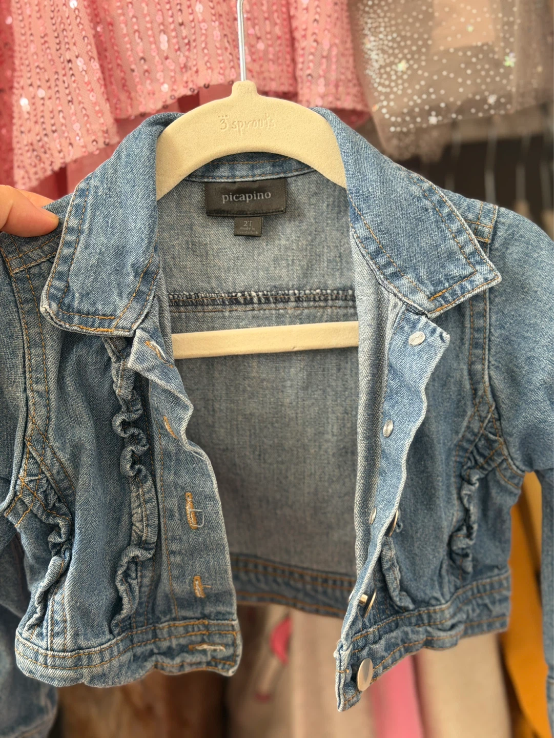 Picapino Denim Jacket with Ruffles - Size 2T