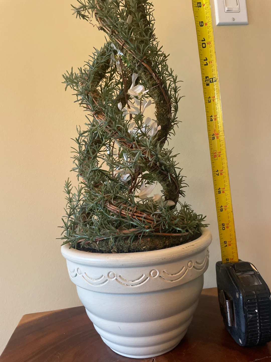Artificial Rosemary Topiary Plant in White Pot - photo 2