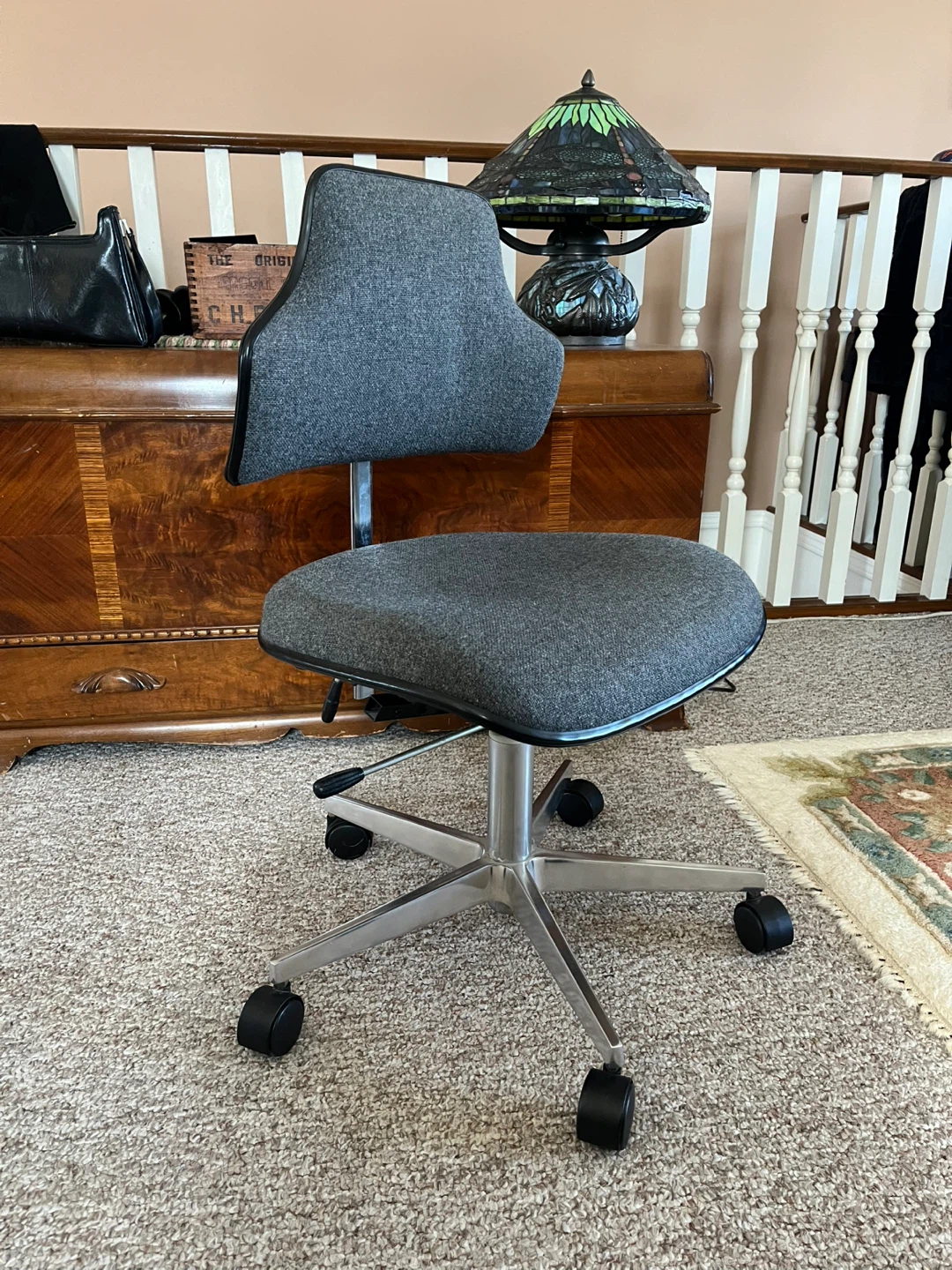 Vintage chrome rolling chair - photo 4