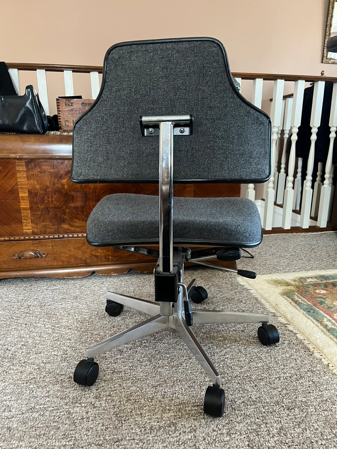 Vintage chrome rolling chair - photo 5