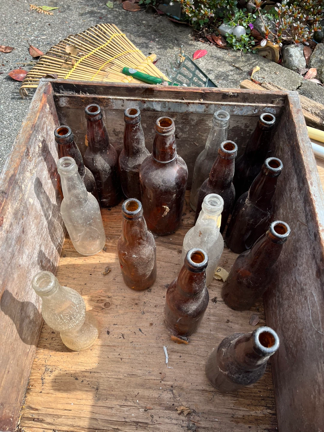 Vintage Assorted Glass Bottles with crate decor - photo 2