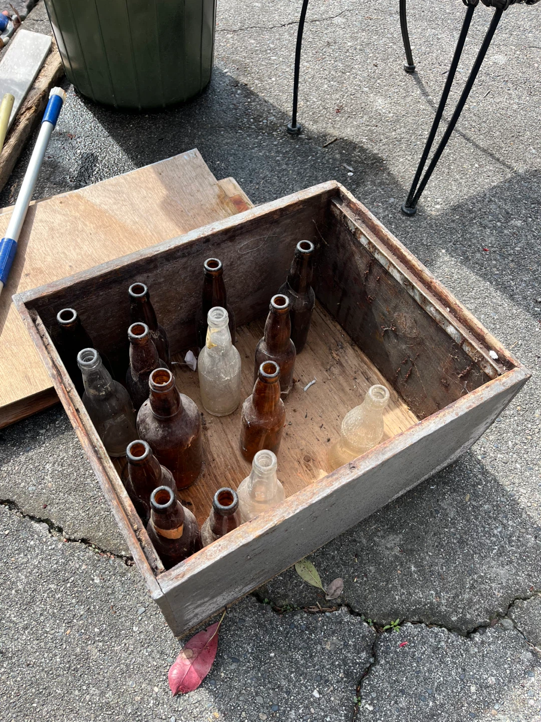 Vintage Assorted Glass Bottles with crate decor - photo 3