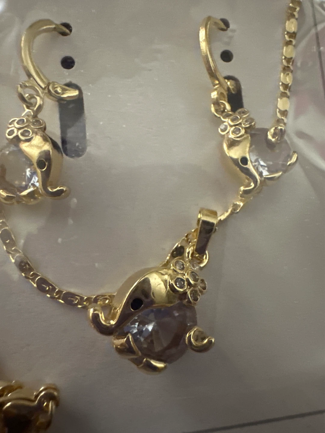 Gold laminated Elephant Necklace and Earring Set - photo 2