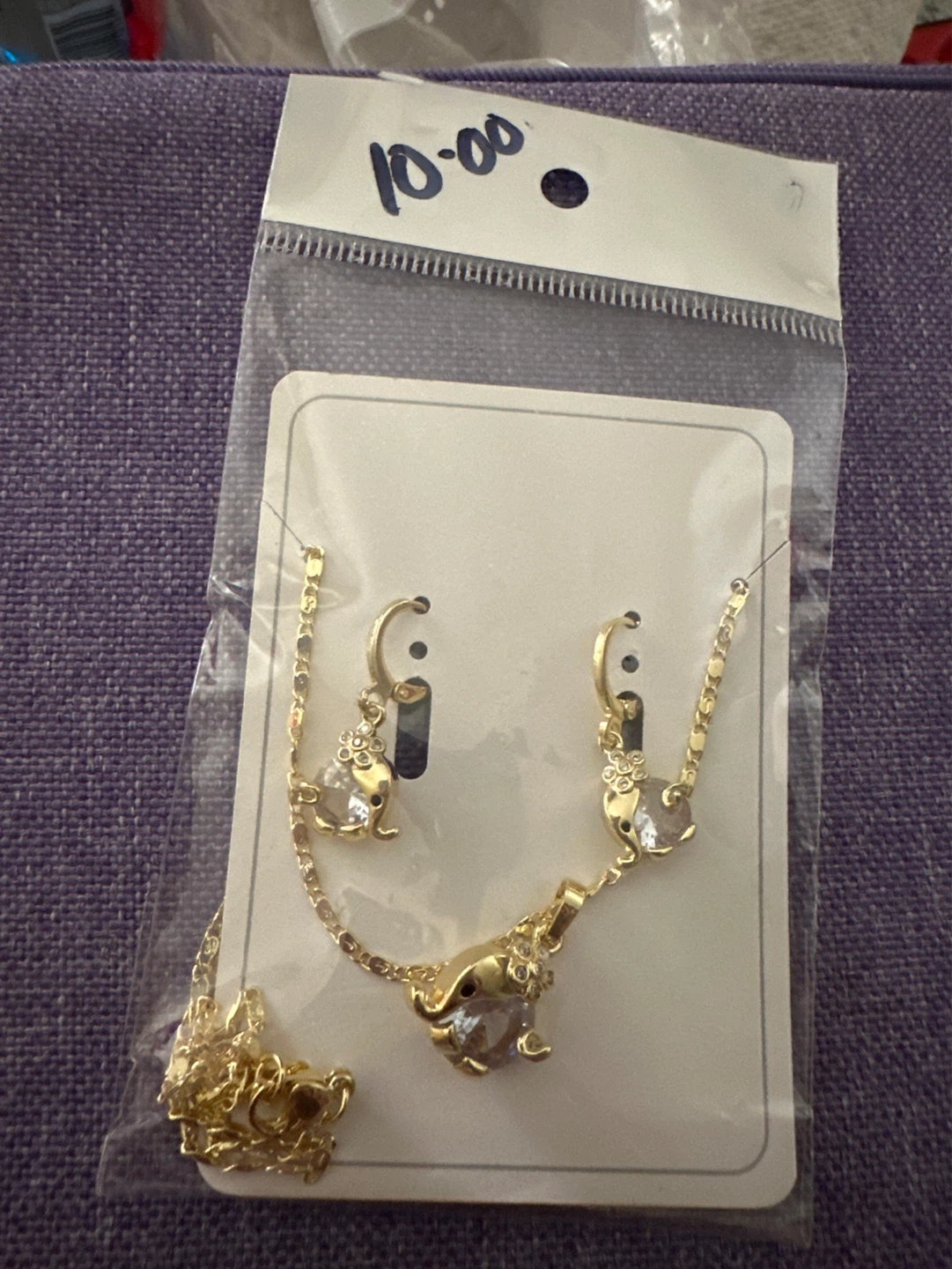 Gold laminated Elephant Necklace and Earring Set