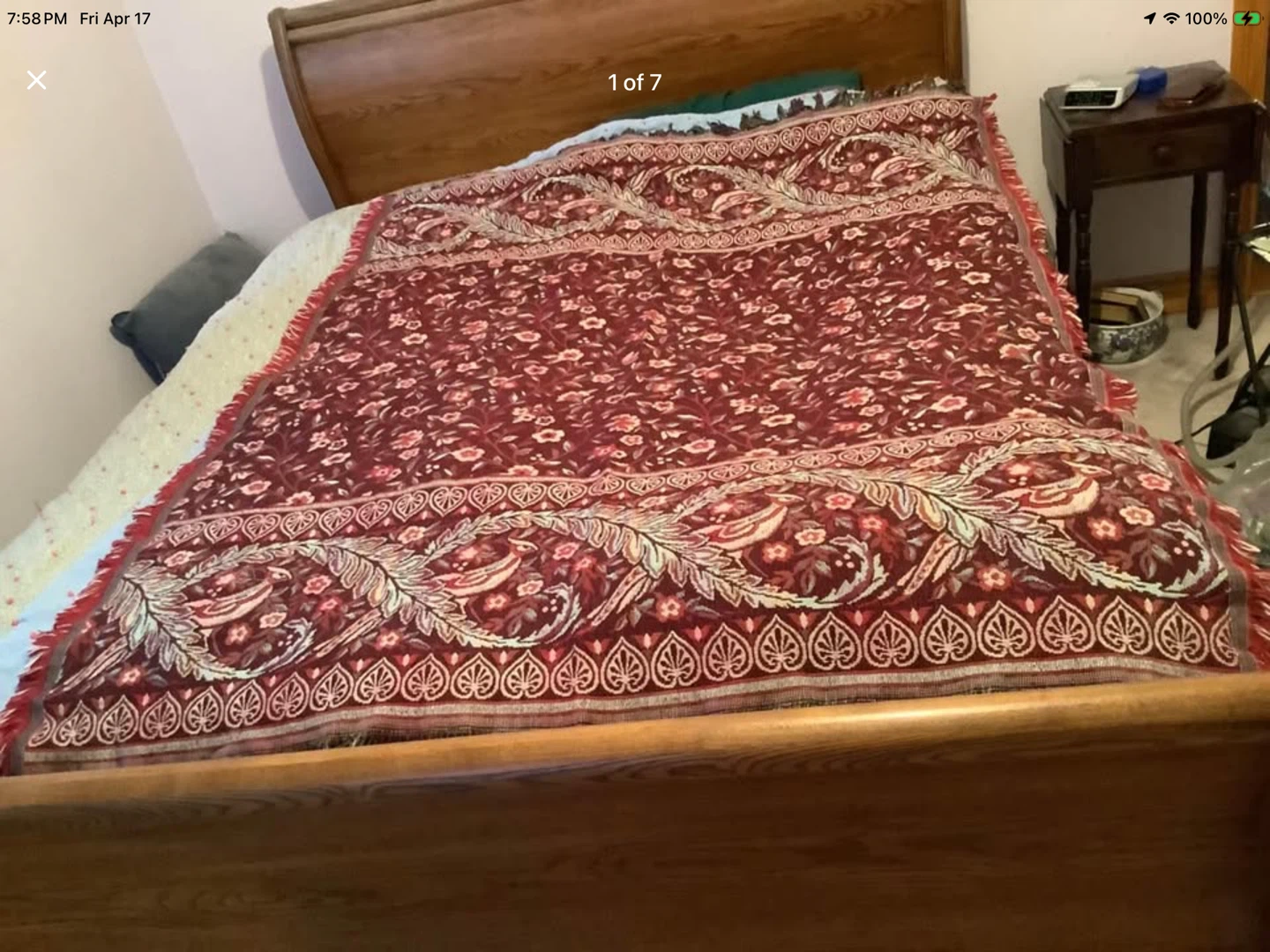 Vtg Goodwin Weaver’s 100% Cotton Fringed Throw/Blanket 🐞
