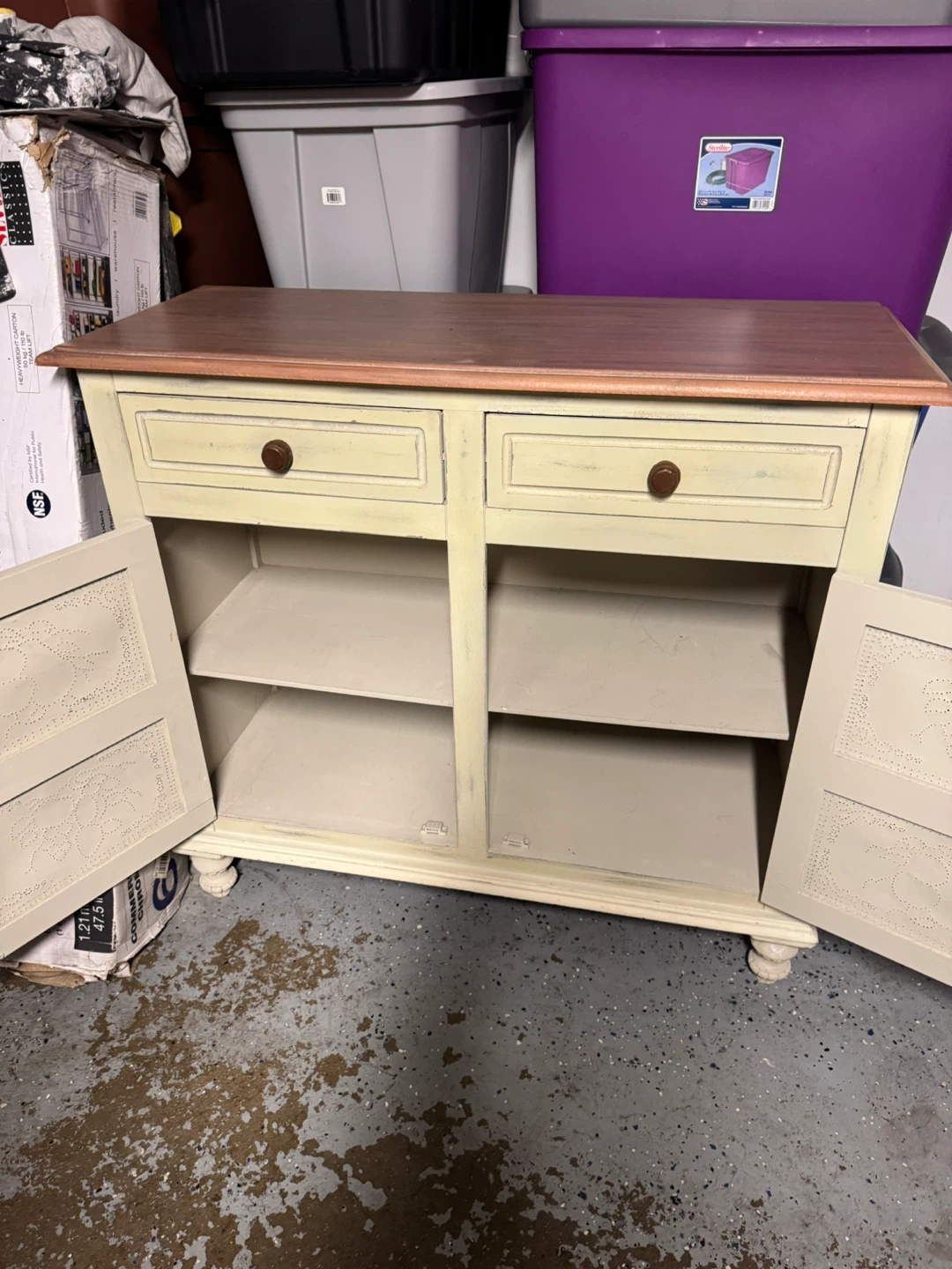 Cream and Fruit Painted Cabinet with Two Doors and Drawers - photo 2