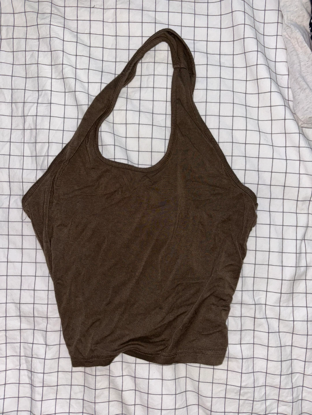 Brown Kaki Halter Neck Tank Top