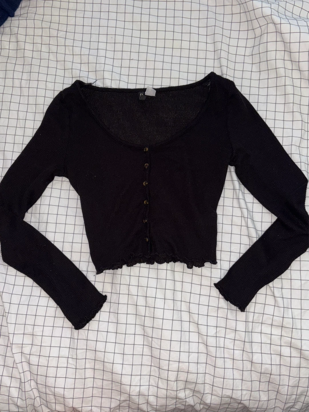 Black Long Sleeve Cropped Cardigan