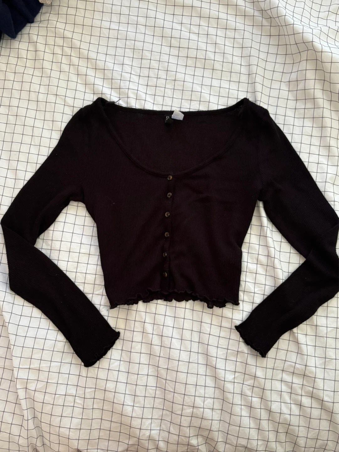 Black Long Sleeve Cropped Cardigan - photo 2
