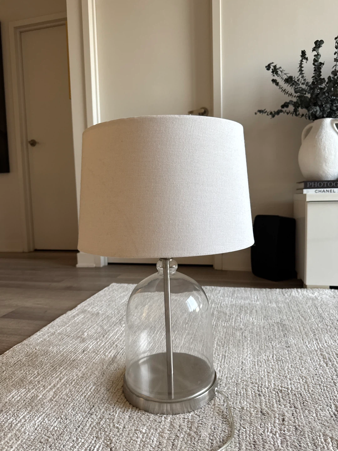 Glass Dome Table Lamp with Drum Shade - photo 2