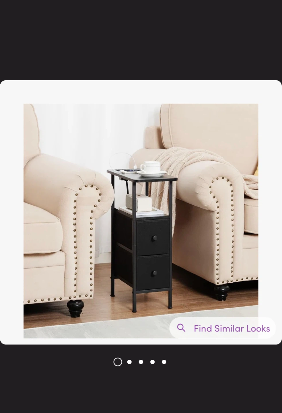 Brandnew Black Narrow End Table with Charging Station - photo 2