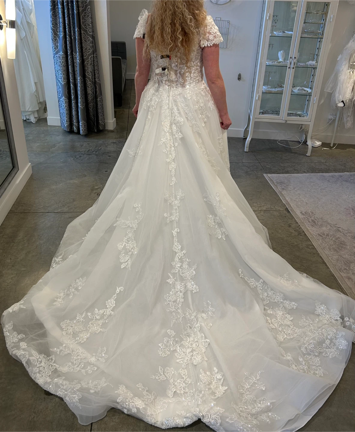 Stunning Allure White Lace Wedding Dress with Gorgeous Train - photo 5