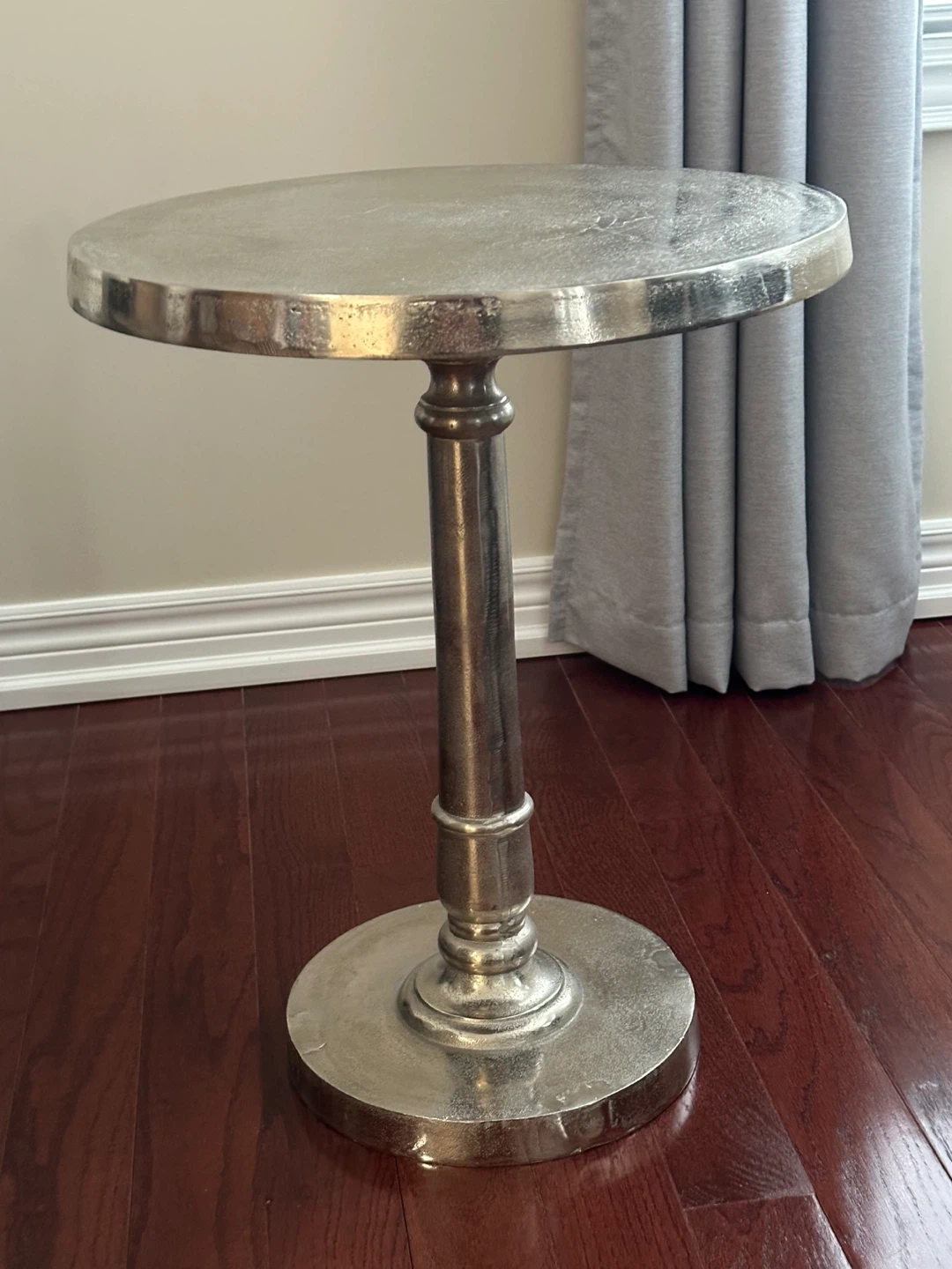 Silver Round Pedestal Side Table