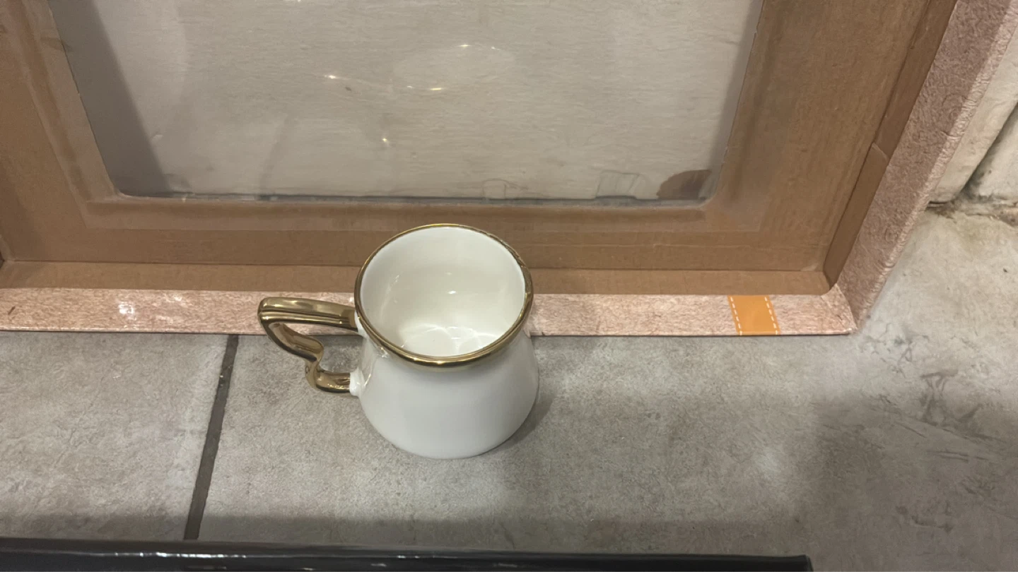 White Ceramic Espresso Cups with Gold Accents - Set of 6 - photo 5