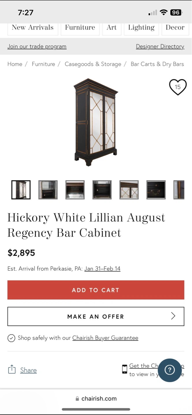 Hickory White Lillian August Regency Bar Cabinet - photo 2