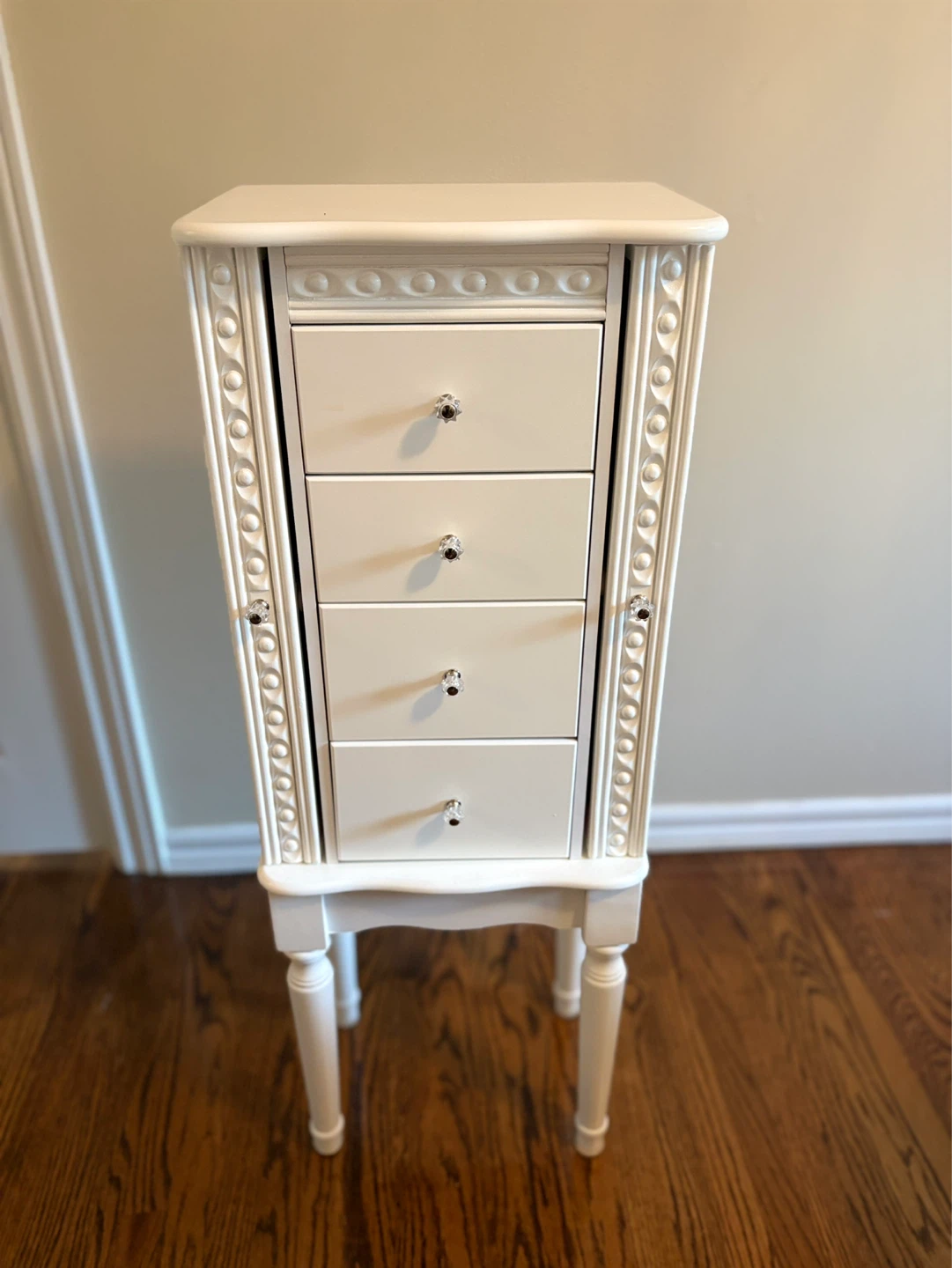 White Jewellery Cabinet with 5 Drawers