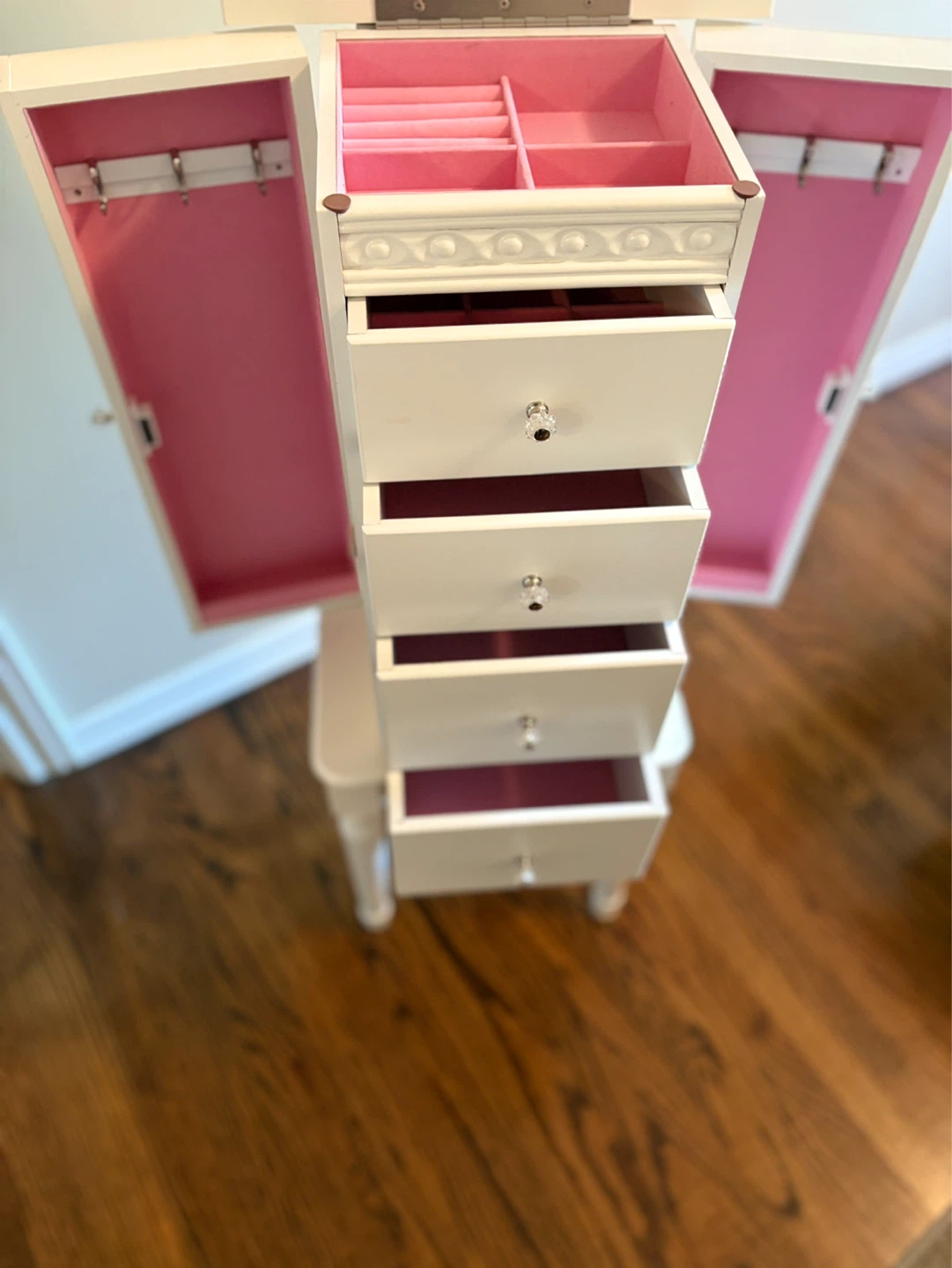 White Jewellery Cabinet with 5 Drawers - photo 4