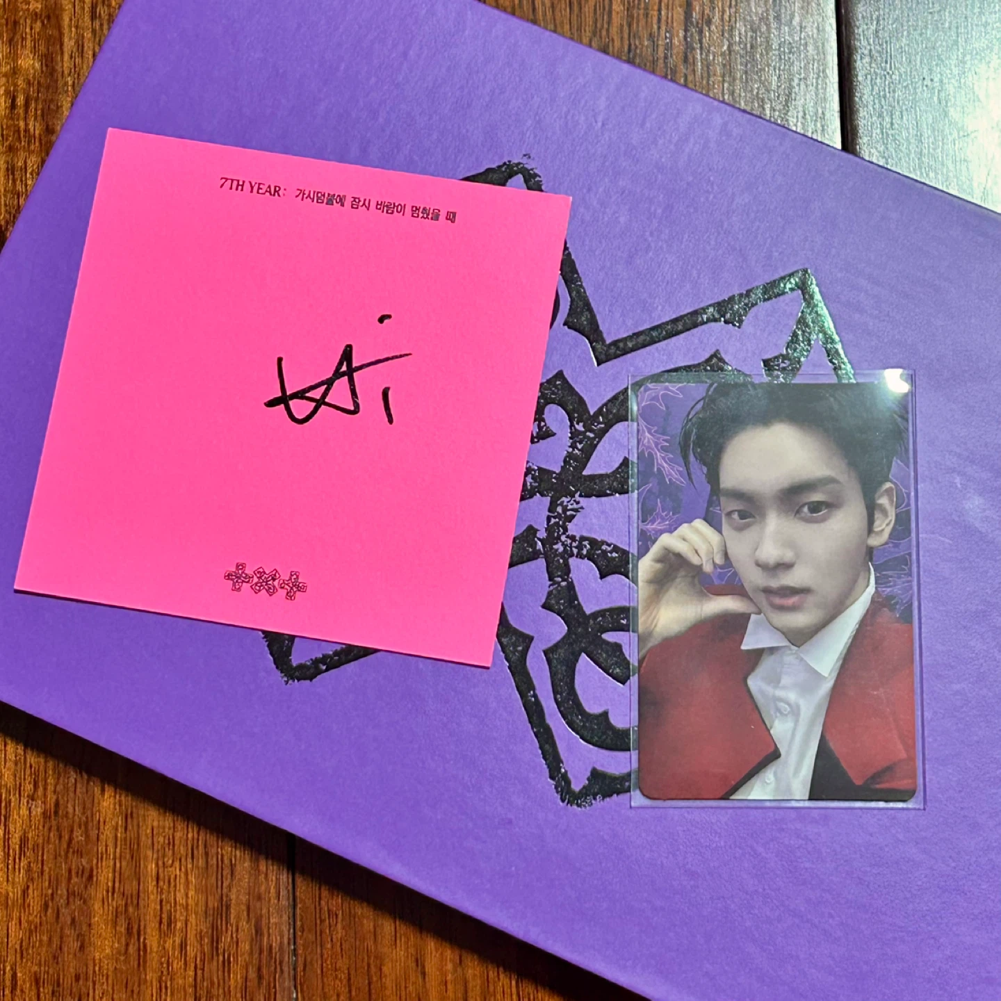 TXT 7th Year Album Kai Signed Postcard and Soobin Photocard