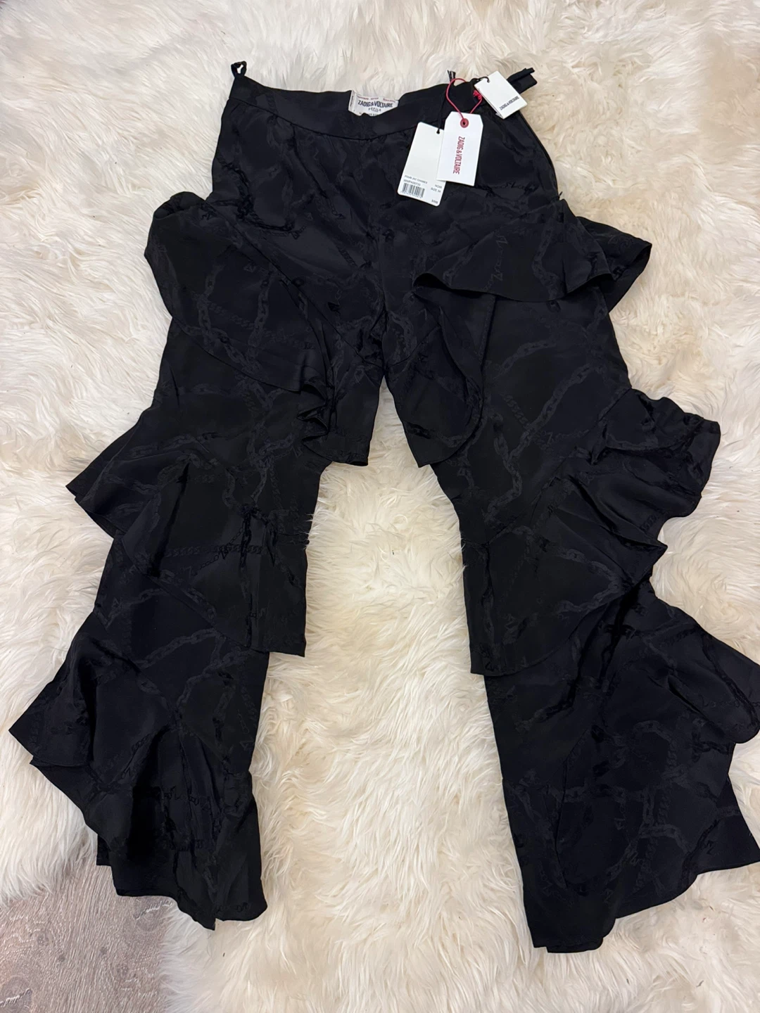 NWT Zadig & Voltaire Poum Chains Silk Pants Black Size 34 - photo 3