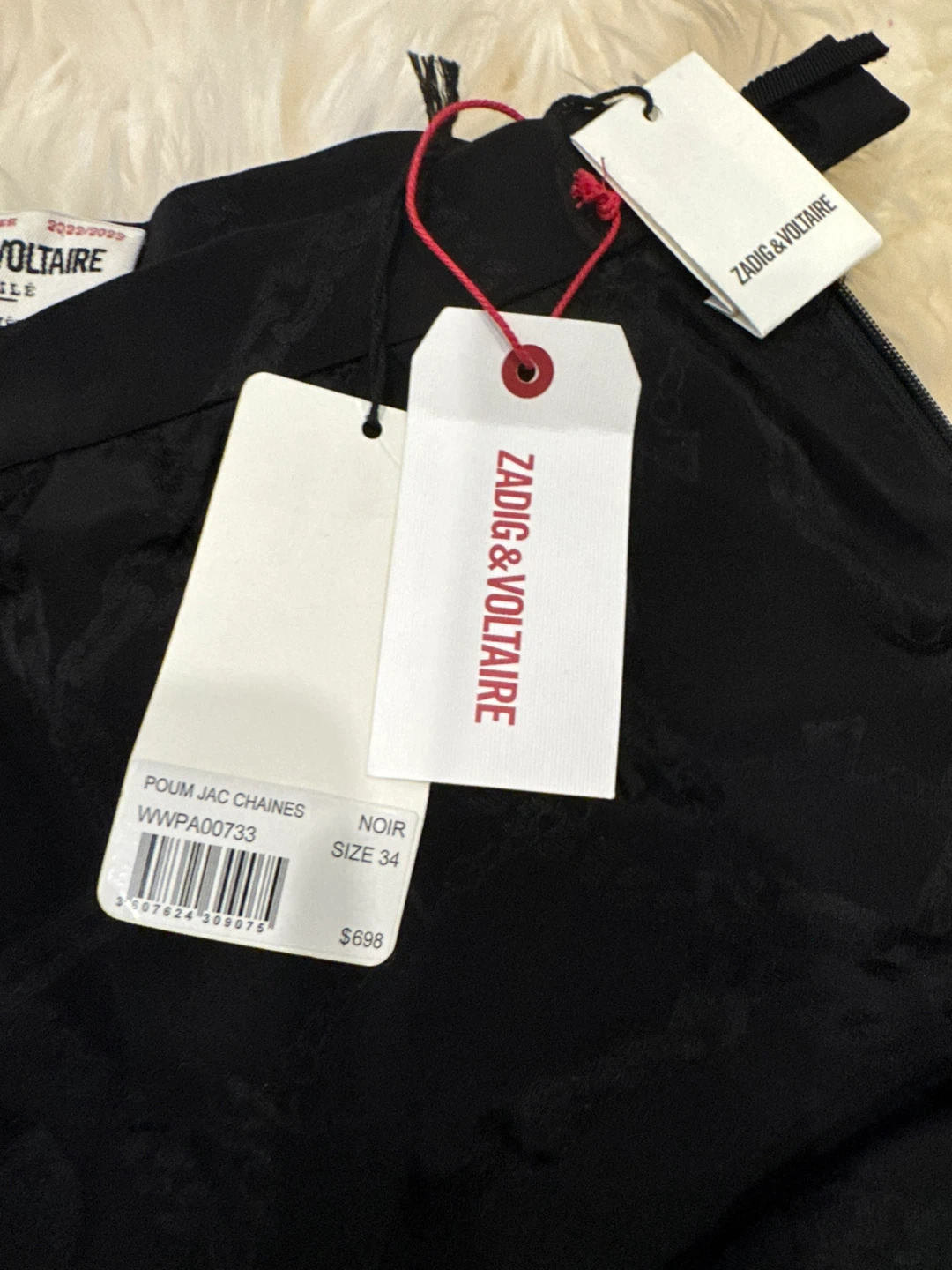 NWT Zadig & Voltaire Poum Chains Silk Pants Black Size 34 - photo 2