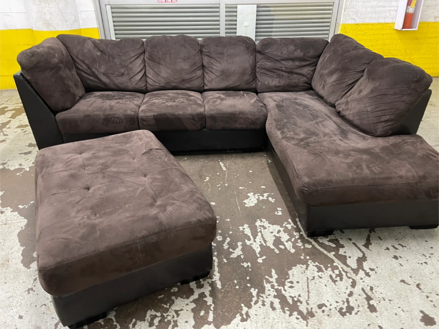 Brown Sectional Sofa with Ottoman