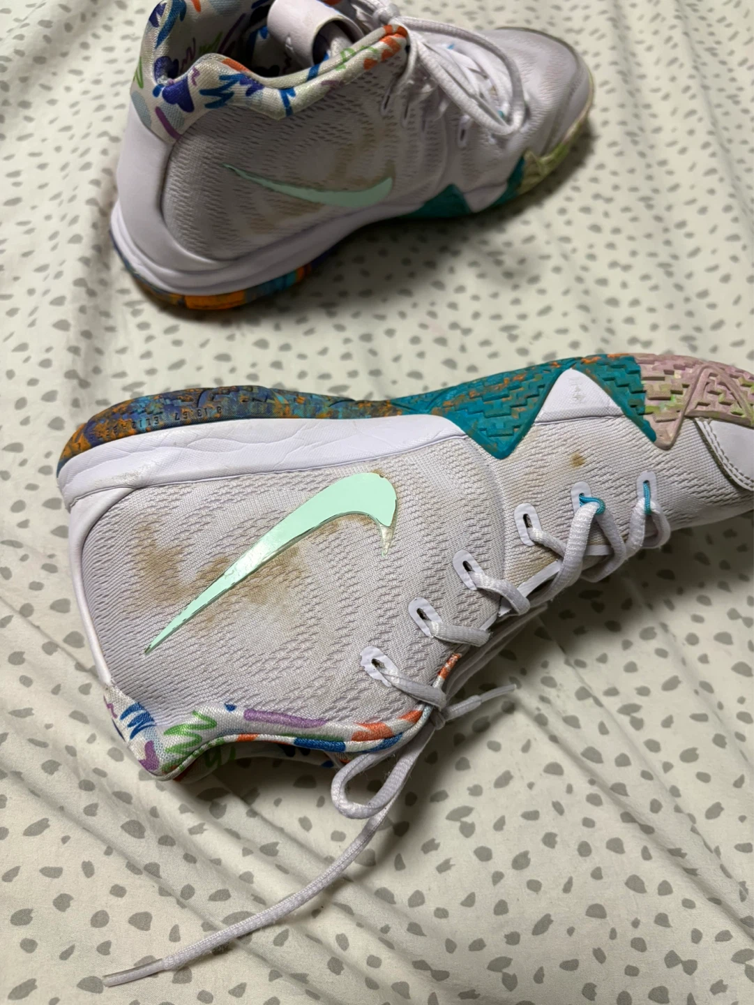 Nike Kyrie 4 White Multi-Color Basketball Shoes - photo 3