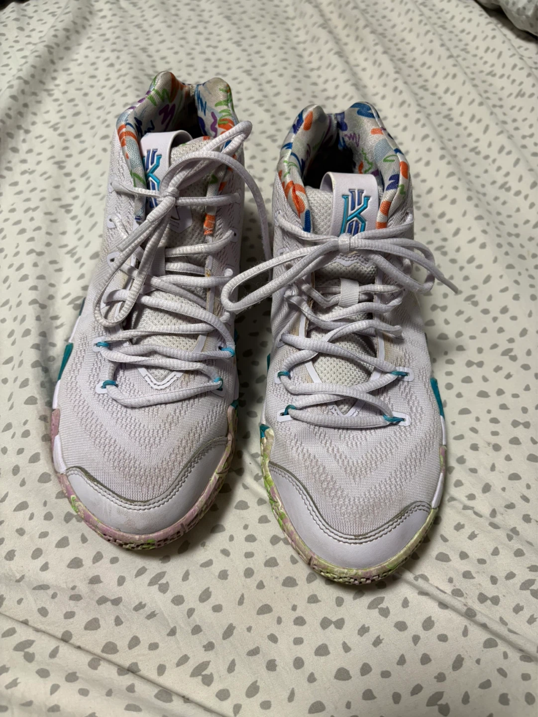 Nike Kyrie 4 White Multi-Color Basketball Shoes