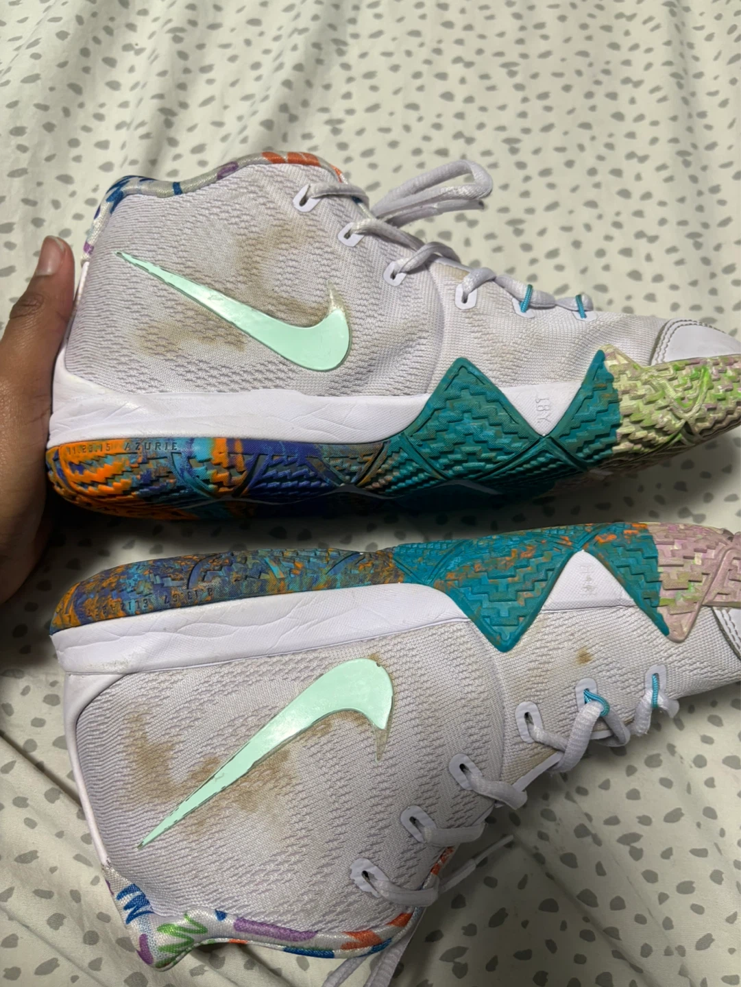 Nike Kyrie 4 White Multi-Color Basketball Shoes - photo 4