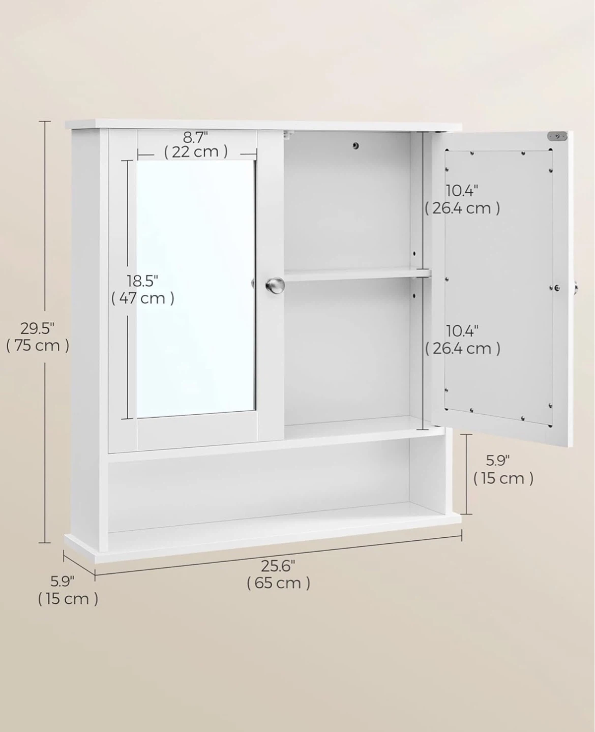 White Bathroom Wall Cabinet with Mirror