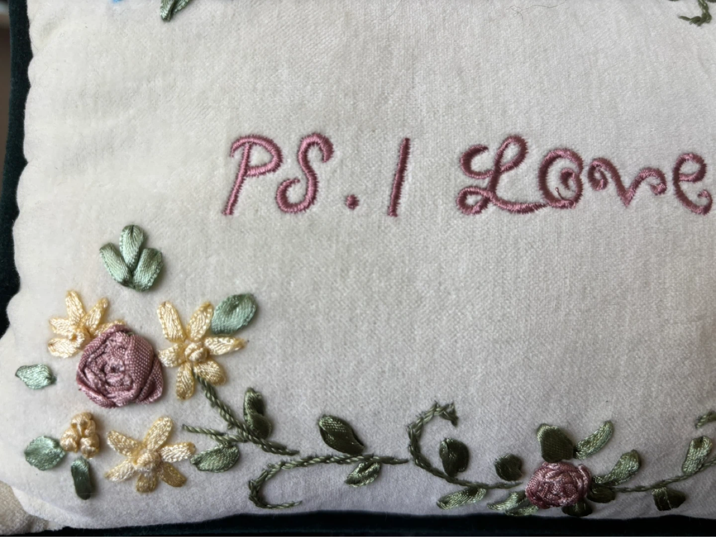 Embroidered "P.S. I Love You" Accent Pillow - photo 2