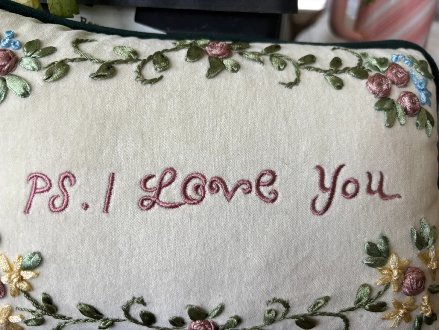 Embroidered "P.S. I Love You" Accent Pillow - photo 4