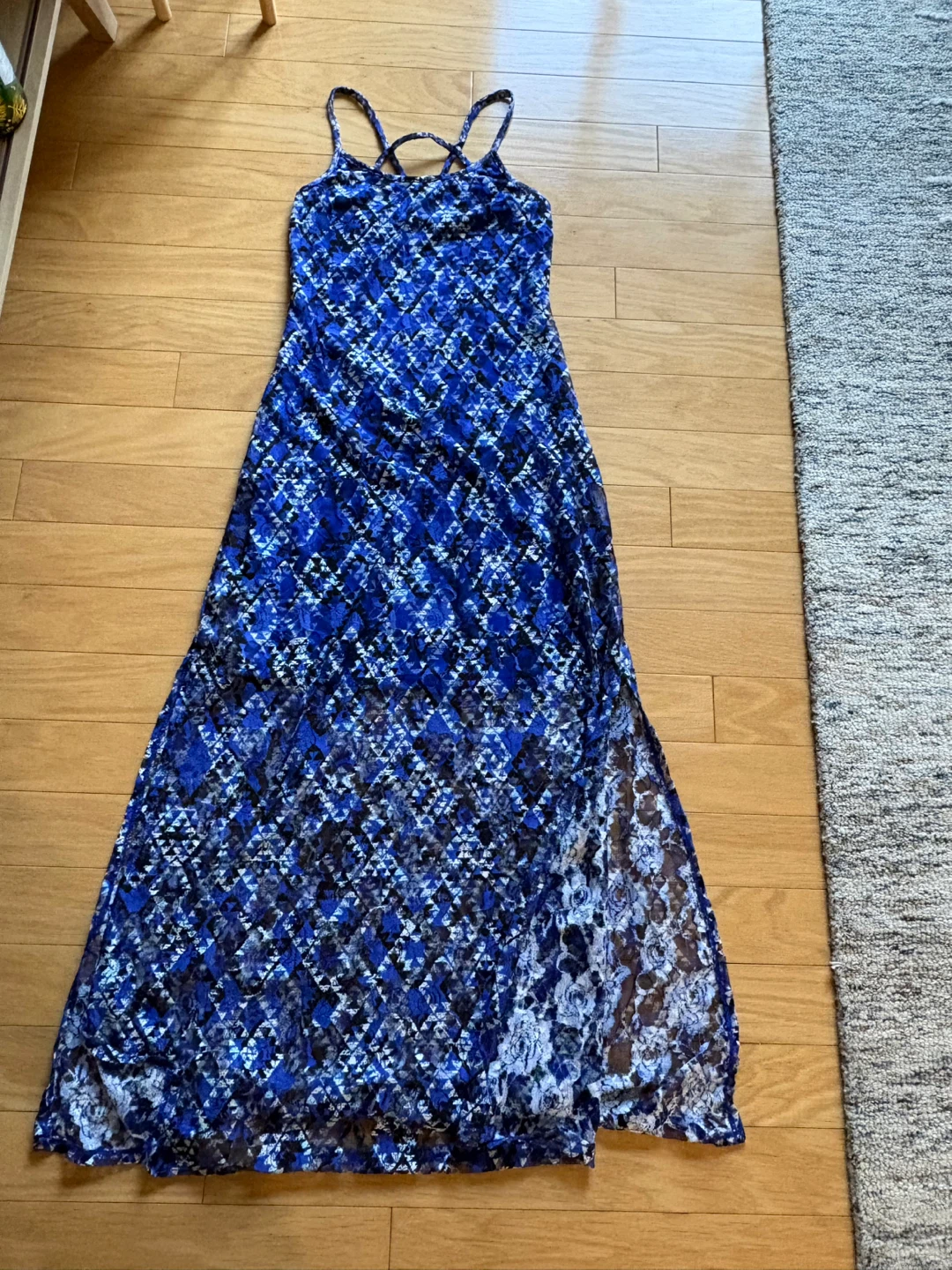 Blue Geometric Print Maxi Dress - photo 2