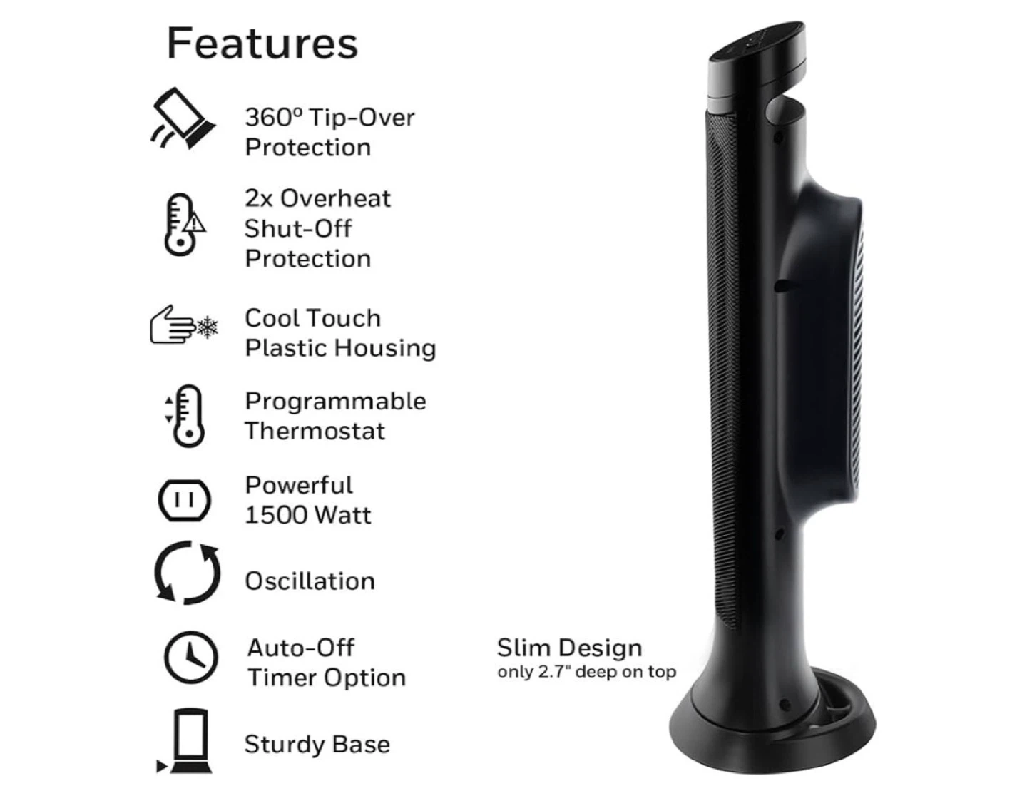 Honeywell Slim Oscillating Electric Heater - photo 4