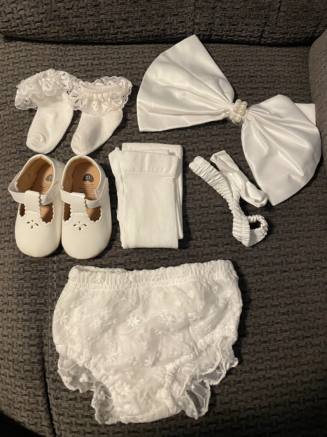 White Flower Girl Dress with Shoes and Accessories - photo 5