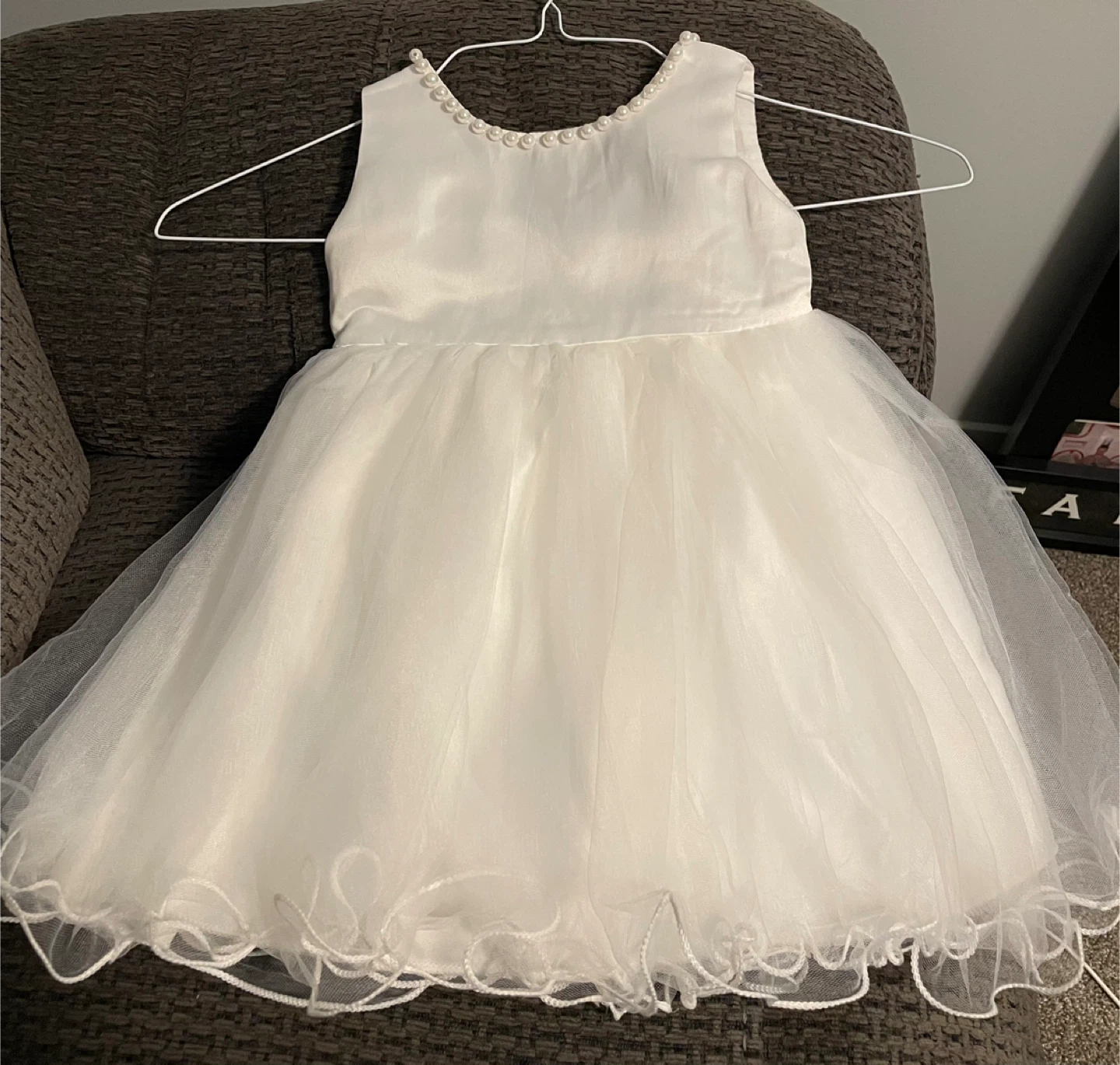 White Flower Girl Dress with Shoes and Accessories