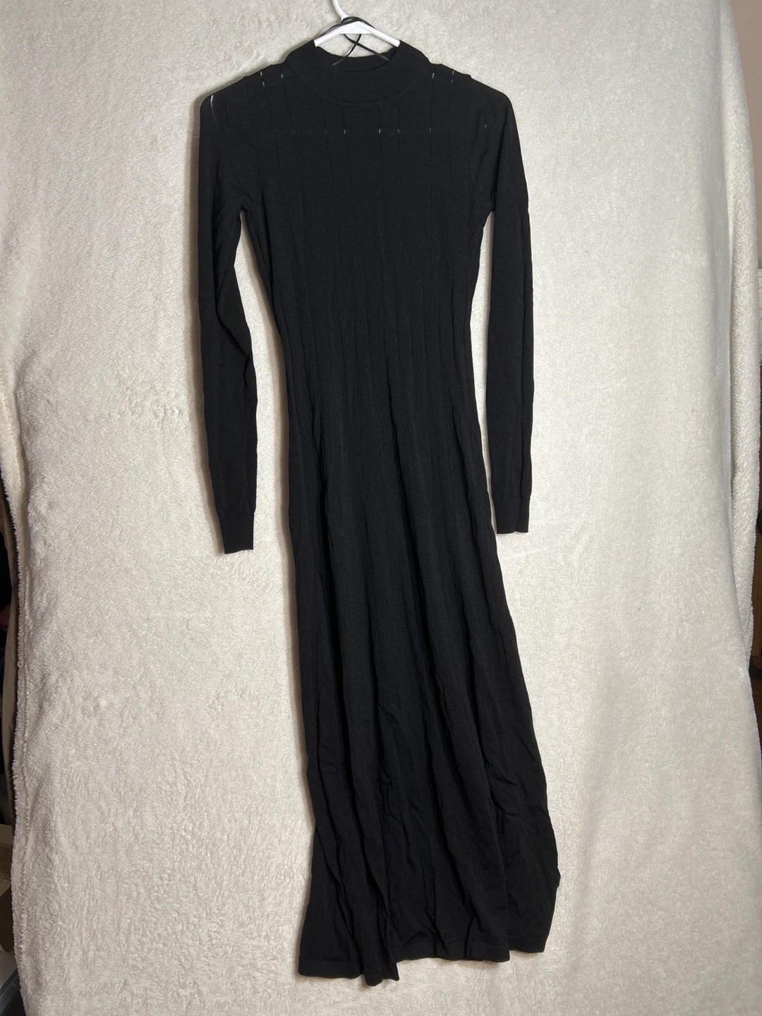 Black Long Sleeve Mock Neck Knit Dress - XS